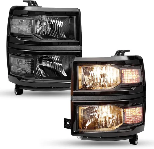 Vista 12 de JSBOYAT Conjunto de faros delanteros con luces antiniebla para Chevy Silverado 1500 2014-2015, camioneta, halógena, estilo OE, par de faros