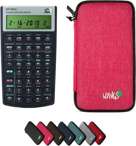 Vista 10 de HP 10B II Plus/Hewlett Packard 10BII+ Calculadora científica financiera + funda protectora WYNGS color negro