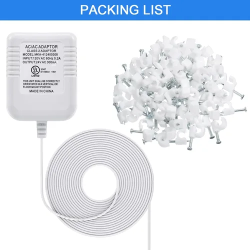 Vista 6 de Hotop Adaptador de cable C de 24 voltios para termostato inteligente, conector de alimentación de 16.5 pies de largo con certificación UL cable C