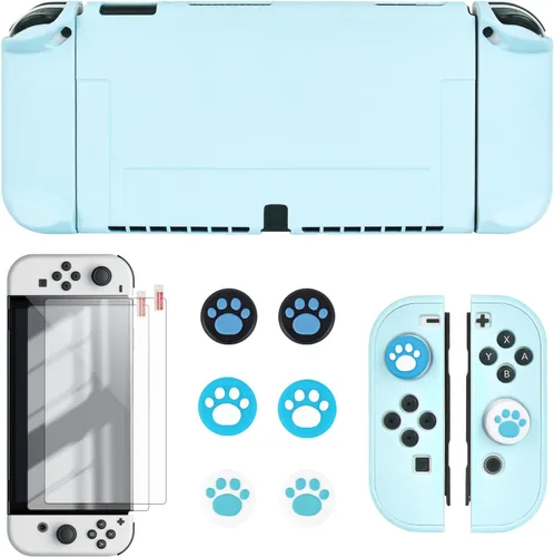 Vista 24 de DLseego Switch OLED Protective Case Dockable Hard Shell Anti-Scratch Cover Joycon Accessory Skin with 6PCS Thumb Grips Caps and 2Pc Screen