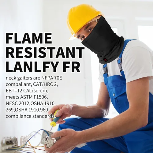 Vista 3 de Mascarilla FR para hombres CATHRC2 resistente al fuego polaina para el cuello que cubre 100% algodón arco flash soldadura escudo protector 12CAL