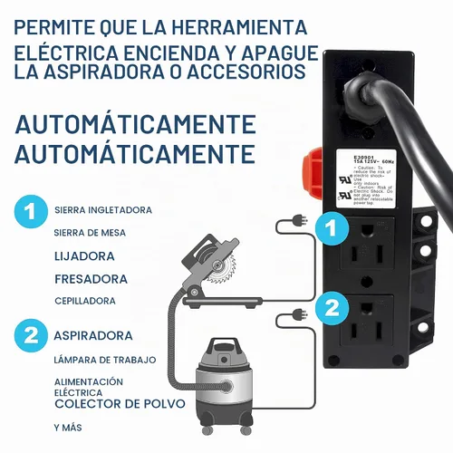Vista 4 de HQRP Interruptor de alimentación de mesa de enrutador multiusos, interruptor de control de polvo, herramienta eléctrica 15A 125V UL enumerado