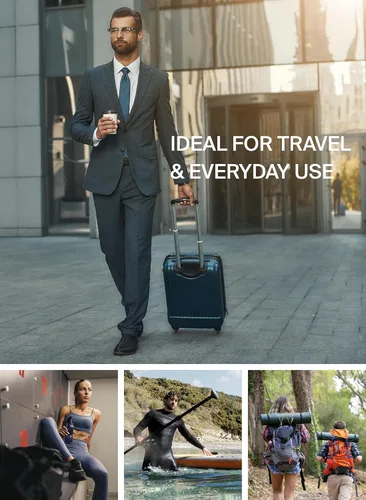 Vista 4 de Black Voyage - Bolsa de viaje reutilizable de compresión al vacío para maleta de mano y mochila, reciclada, impermeable IP67, ahorradora de espacio