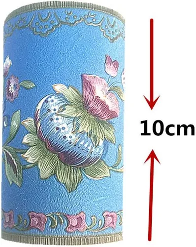 Vista 5 de Teemall Papel tapiz autoadhesivo 3D de farol azul, impermeable, PVC, borde de pared para cocina, habitación de niños, calcomanías de pared