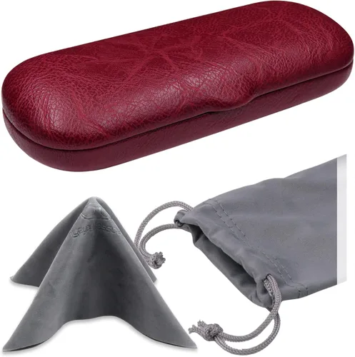 MyEyeglassCase Estuche para gafas pequeñas para hombre, estuche rígido para lentes y estuche para lectura de tela, estuche delgado y estrecho