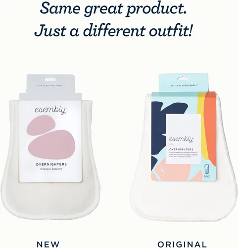 Vista 2 de Esembly Overnighters - Insertos de tela de algodón orgánico con forro polar que se mantiene seco, dobladores de absorción nocturna reutilizables