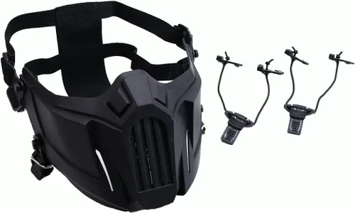 Vista 5 de Máscara de Airsoft Creativa Protectora Media Máscara de Juego al aire libre Máscara de disfraz Máscara de deportes al aire libre (negro)