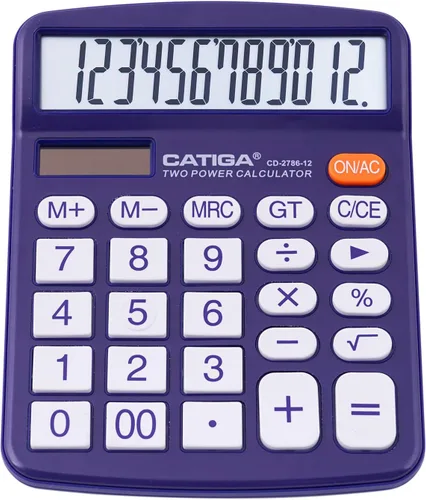 Vista 68 de CATIGA CD-2786 - Calculadora de escritorio de 12 dígitos con pantalla LCD grande y botón sensible, energía solar dual y batería, función estándar