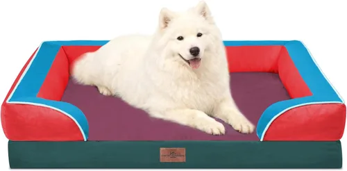 Vista 412 de Comfort Expression Cama ortopédica para perros extra grandes de 45 x 35 pulgadas, cama para mascotas XL de espuma tipo caja de huevos impermeable