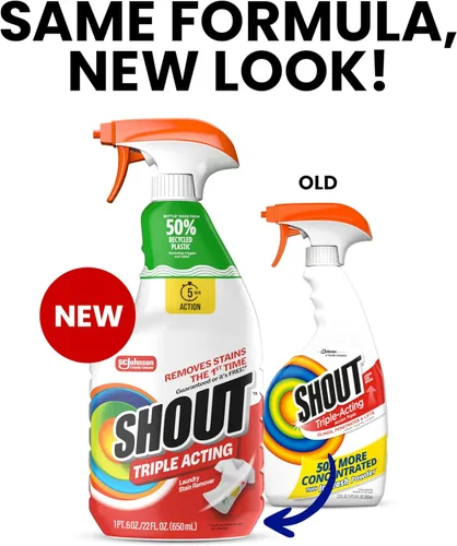 Vista 2 de Shout Active Enzyme - Spray removedor de manchas para lavandería, fórmula de triple acción se aferra, penetra y levanta más de 100 tipos de manchas