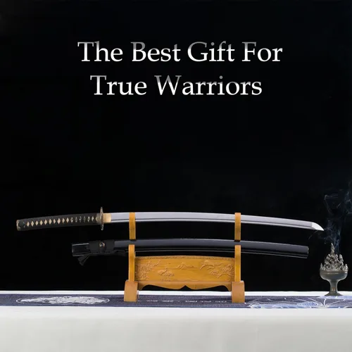 Vista 5 de Katana Sword, Handmade Samurai Sword 9260 Spring Steel - Plum Blossom Design, Full Tang & Clay Tempered - Ideal for Training, Practice, Collection &