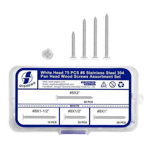 Vista 8 de QISHENG Black Head 100 PCS #4x1/4(0.25 pulgadas) Tornillos Phillips para Madera de Cabeza Redonda de Acero Inoxidable, Tornillo de Acero Inoxidable