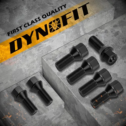 Vista 5 de Dynofit - Pernos de 14x1.5 compatibles con Audi, vástago de 27mm, 52mm de alto, pernos de rueda cónicos de asiento aftermarket para A1 A2 A3 A4 A8