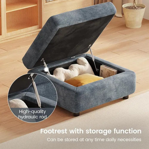 Vista 77 de Guyii Sofá modular de terciopelo, moderno sofá de 4 plazas de gran tamaño con 3 almohadas y reposapiés de almacenamiento, sofá convertible de 115.74