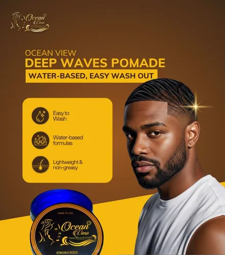 Vista 3 de OCEAN VIEW DEEP WAVES POMADE - Crema para el cabello a base de agua para entrenamiento de ondas 360 y Wolfing- Aplicación y peinado suaves