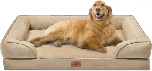 Vista 656 de Comfort Expression Cama ortopédica para perros extra grandes de 45 x 35 pulgadas, cama para mascotas XL de espuma tipo caja de huevos impermeable