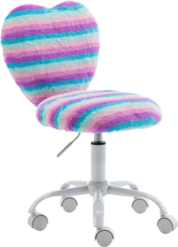 Vista 10 de chairus Silla de escritorio para niños, silla de estudio de piel sintética para adolescentes, silla de tocador ajustable en forma de corazón