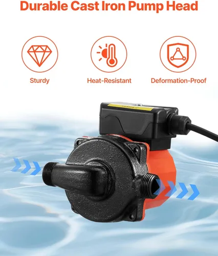 Vista 5 de VEVOR Bomba de Recirculación de Agua Caliente, 10 GPM, Sistema de Bomba Circuladora de Circulación Instantánea, Control de 3 Velocidades, 0.13 HP
