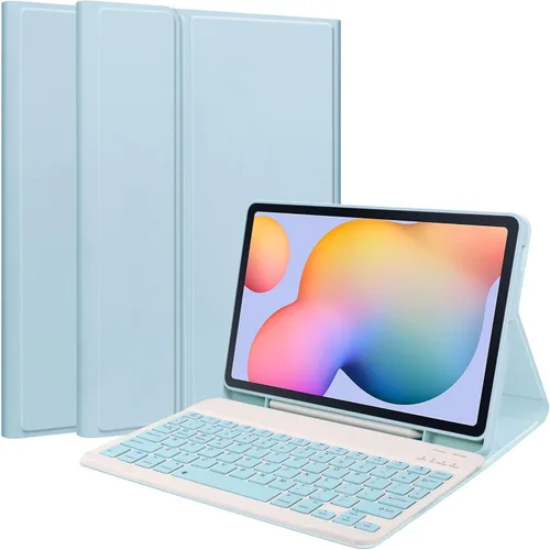 Vista 15 de Teclado a color para Galaxy Tab S6 Lite de 10.4 pulgadas 2024/2022/2020 Funda de teclado Bluetooth desmontable extraíble con Bluetooth, color negro