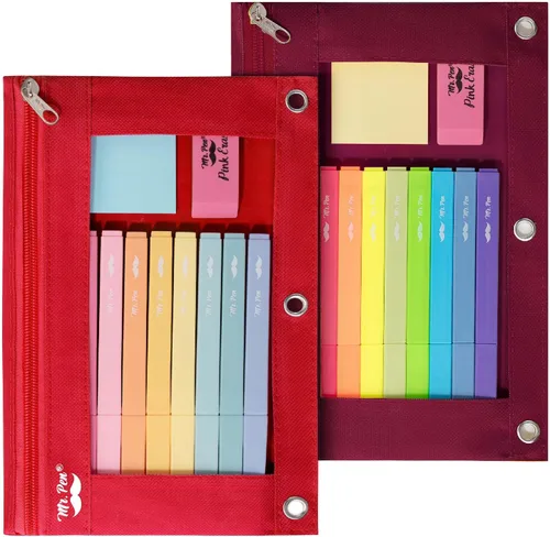 Vista 12 de Mr. Pen - Estuche para lápices de 2 piezas - Estuche con cremallera para lápices para carpeta de 3 anillas
