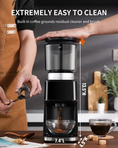 Vista 7 de SHARDOR Molinillo de café cónico de rebabas espresso eléctrico con temporizador de precisión 2.0, molino de rebabas ajustable con pantalla táctil