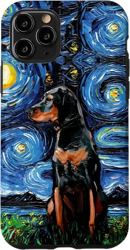Vista 29 de Black and Tan Coonhound Starry Night Art – Dog Lover Gift Case for iPhone 17