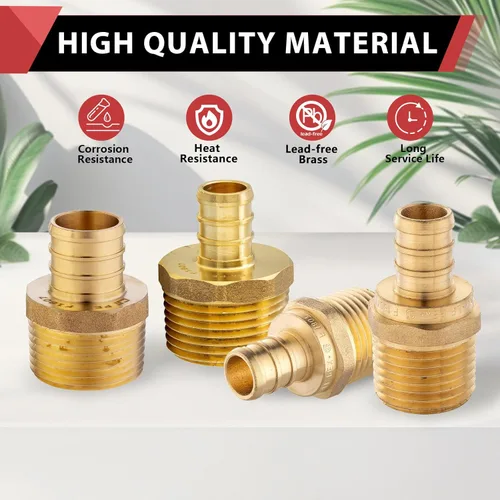 Vista 6 de EFIELD Pex - Juego de 2 adaptadores macho NPT de 1 pulgada x 1 pulgada de latón para engarzar, ASTM F1807, (PEX1807278-2PCS)