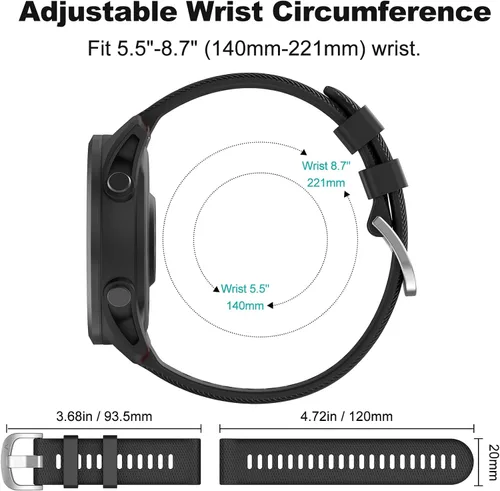 Vista 5 de OVERSTEP Compatible con Garmin Venu 2 Plus, Venu SQ Band, correa de muñeca de 0.787 pulgadas, correa de silicona suave impermeable de liberación