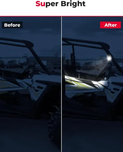 Vista 2 de KEMIMOTO Luz de Cúpula UTV para Vehículo Cabina Luz LED, Rojo Blanco Brillante Impermeable Sólida Iluminación de Jaula Antivuelco de Carrito