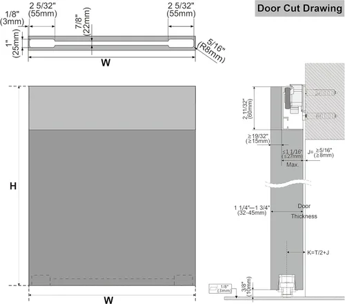 Vista 8 de DIYHD Herrajes para puerta corrediza oculta de granero de 38 pulgadas con mecanismo de cierre suave, sin riel de suelo, se ajusta a ancho