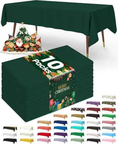 Vista 24 de Pureegg Mantel de plástico desechable, paquete de 10 manteles de 54 x 72 pulgadas, decoraciones de fiesta de Halloween, decoración Summerween, Negro
