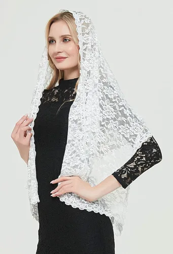 Vista 3 de Pestañas encaje vintage floral encaje bufanda encaje capilla velo Mantilla infinito masa latina S04