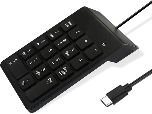 Teclado numérico USB C con cable, teclado USB de 10 teclas, Numpad portátil de 23 teclas tipo C delgado mini teclado numérico con cable para