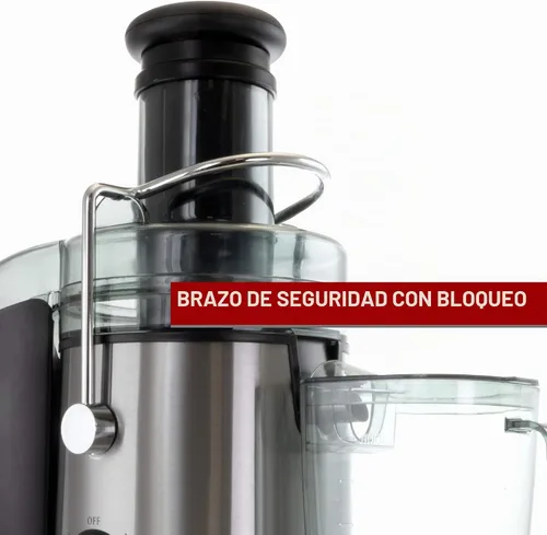 Vista 5 de MegaChef Máquina extractora de jugo de boca ancha con exprimidor centrífugo de acero inoxidable de doble velocidad, 3.5 tazas, plata cromada