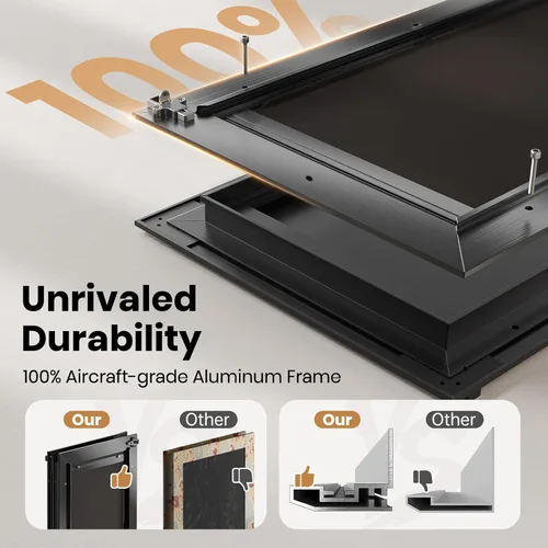 Vista 3 de Puerta XL para Perro de Aluminio para Puerta Exterior, Puerta Extra Grande para Perro, Puerta Resistente para Mascotas, Dobles Solapas Magnéticas