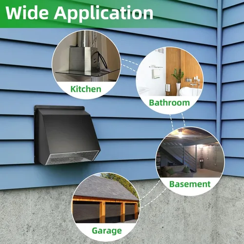 Vista 8 de Cubierta de ventilación para secadora de 3 pulgadas, rejilla de ventilación de pared con pantalla y amortiguador, cubierta de ventilación exterior