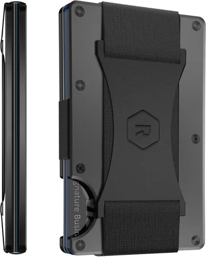 Vista 12 de The Ridge Cartera delgada minimalista para mujer, con bloqueo RFID, bolsillo frontal, tarjetero de crédito, cartera de metal para mujer con clip