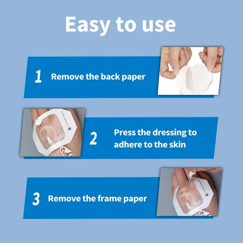 Vista 7 de Paquete de 10 vendajes de película transparente, adhesivos transparentes impermeables de 4 x 4.7 pulgadas, vendaje de cubierta de heridas para ducha