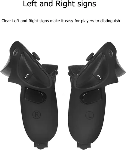 Vista 2 de Silicone Grip Cover for Meta Quest Pro, Protector Cover Compatible with Meta Quest Pro Accessories Touch Controller Grips with Knuckle Straps (Black)