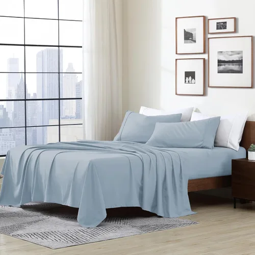 Vista 15 de Cathay Home Essentials Juego de sábanas de microfibra ultra suave, hipoalergénicas, resistentes a las arrugas, doble cepillado, color aguamarina