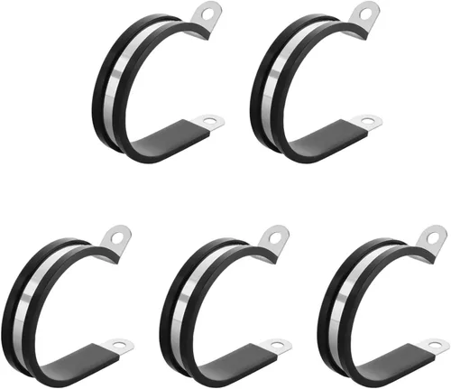 Vista 37 de MroMax Abrazadera de cable de 0.236 in de diámetro EDPM Abrazadera aislada acolchada de goma 304 Abrazadera de tubería de acero inoxidable 0.24 "R