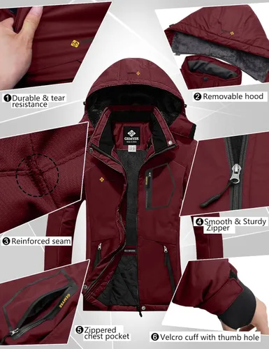 Vista 6 de GEMYSE - Chaqueta de esquí y nieve para mujer diseño impermeable y resistente al viento para invierno
