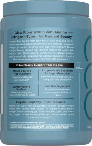 Vista 3 de NeoCell Polvo de péptidos de colágeno marino 8 onzas Sin sabor Absorción superior Suplemento para cabello, piel y uñas