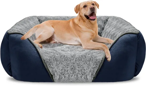 Vista 33 de INVENHO Cama para perros pequeños para perros medianos a grandes, rectangular, ortopédica, suave, relajante, duradera, con parte inferior