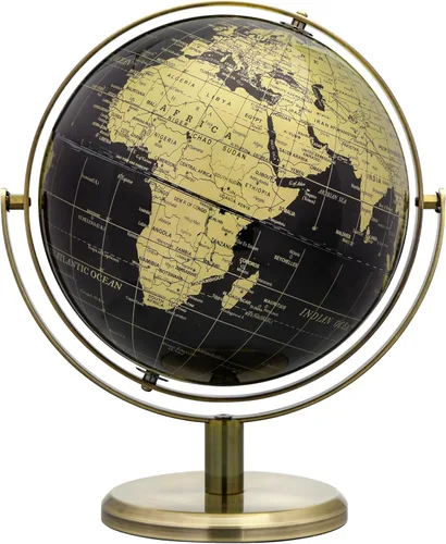 Vista 10 de Exerz 5,5 pulgadas mini globo mundial negro oro inglés mapa bronce soporte