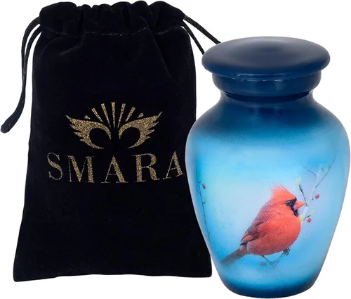 SMARA Pequeña urna de cremación de recuerdo con funda de terciopelo | Elige entre colores únicos | Encantadora ficha de metal para cenizas humanas o
