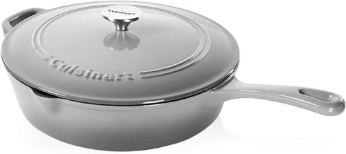 Vista 5 de Cuisinart Freidora de pollo de hierro fundido de 12 pulgadas con tapa, capacidad de 4.5 cuartos de galón, interior esmaltado de porcelana, apta