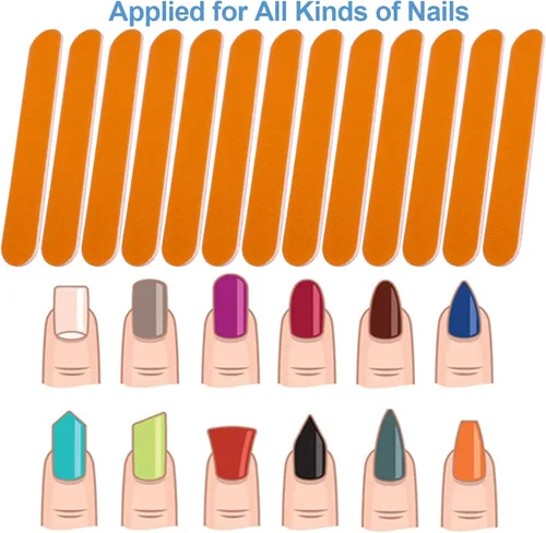 Vista 2 de Mini limas de uñas a granel (100 unidades), lima de uñas de doble cara para uñas naturales, juego de herramientas de manicura, lima de uñas
