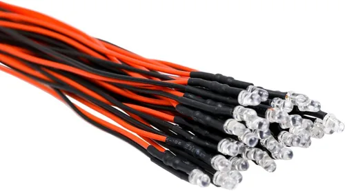 Vista 48 de 30 piezas de luces LED de 12 voltios de 1.8 mm, diodos emisores, precableados, 20 cm, DC 12v, lente transparente, pequeñas lámparas LED