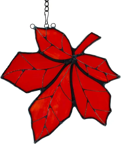 Vista 11 de Atrapasoles de hojas de arce para ventana, vitral, decoración del hogar, decoración de hojas de otoño, regalos para mujeres..